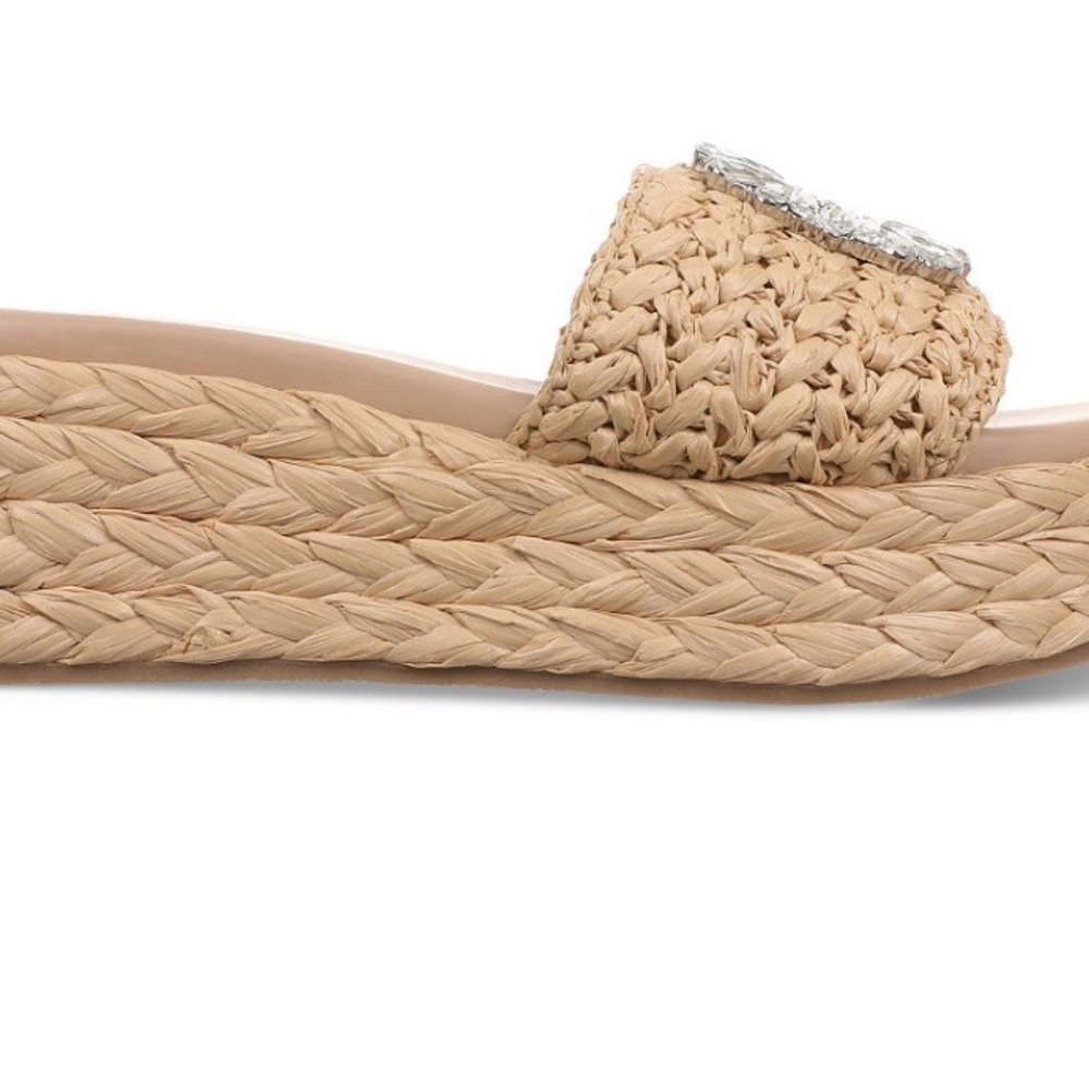 INC International Concepts Women's Tan Woven Slide Sandals “Blakee Wedge” - Picture 2 of 2